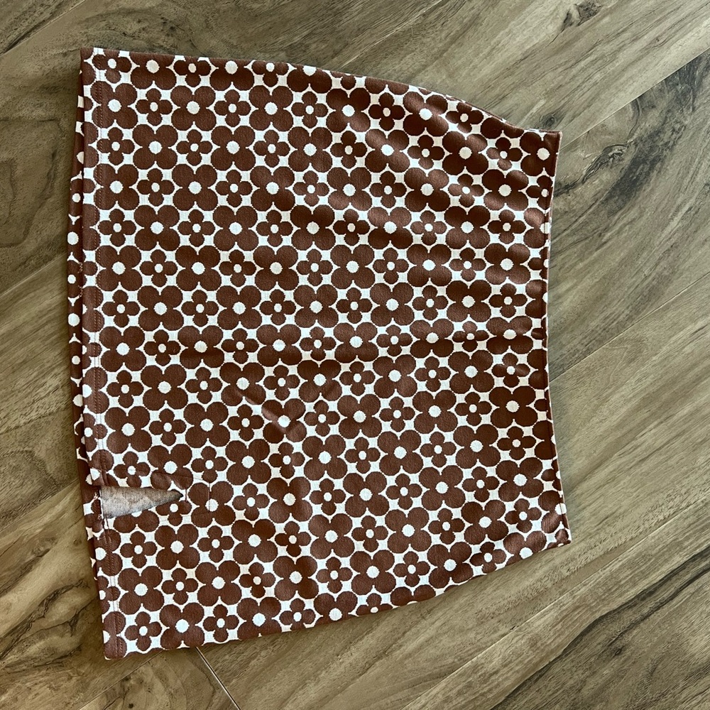 Brown and White Patterned Skirt